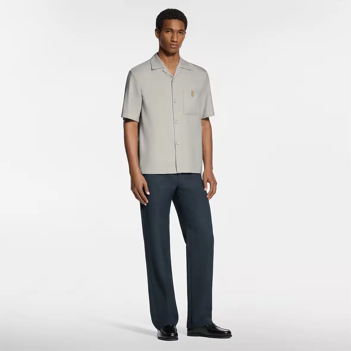 Short-Sleeved Silk, Cotton And Cashmere-Blend Open Collar Shirt