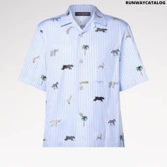 LV x The Darjeeling Limited Embroidered Striped Short-Sleeved Shirt