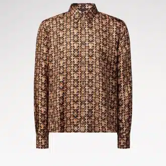 Monogram Printed Long-Sleeved Silk Shirt