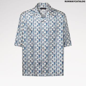 Monogram Printed Silk Short-Sleeved Shirt