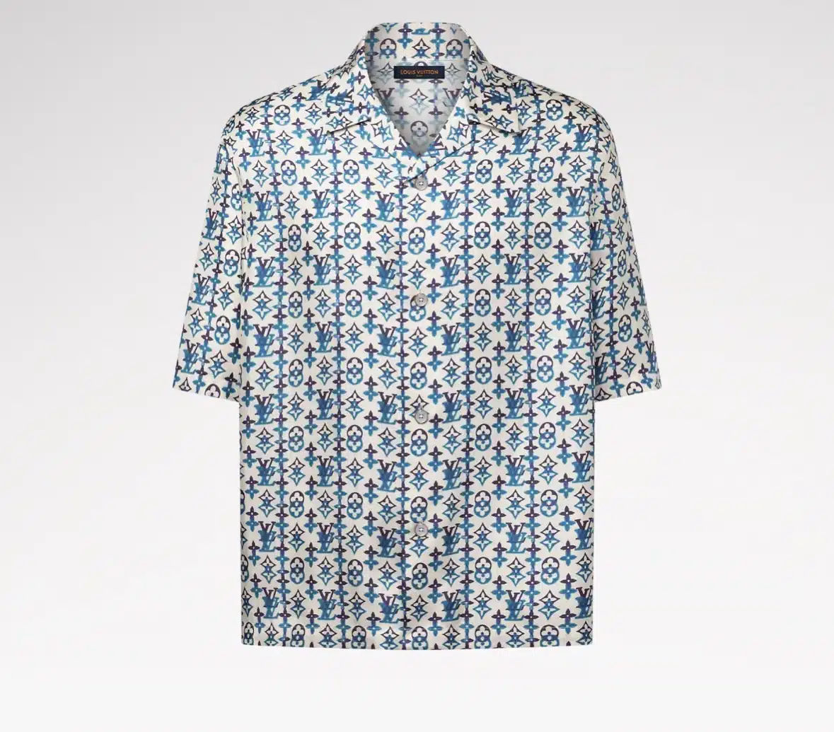 Monogram Printed Silk Short-Sleeved Shirt