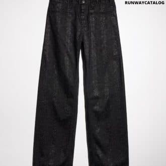 Printed cotton denim pants