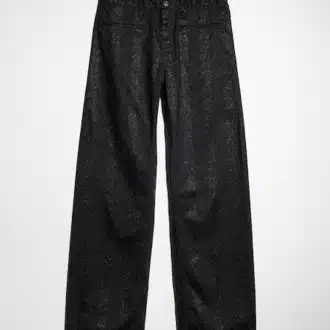 Printed cotton denim pants
