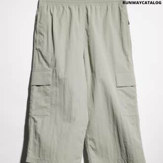 Nylon cargo pants with wrinkle effect