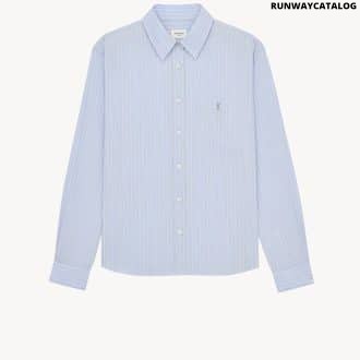 CASSANDRE SHIRT IN STRIPED COTTON POPLIN BLEU/GRIS