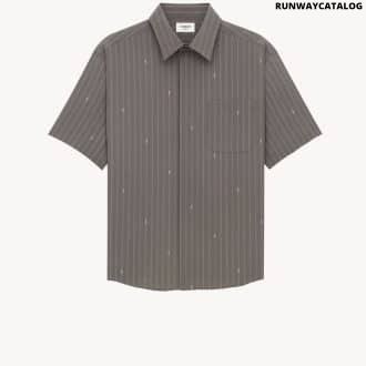 SHIRT IN CASSANDRE STRIPE SILK CREPE DE CHINE GRIS BLANC