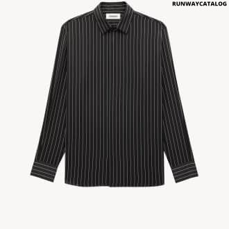 SHIRT IN STRIPED SILK SATIN BLACK CRAIE