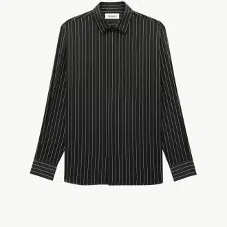 SHIRT IN STRIPED SILK SATIN BLACK CRAIE