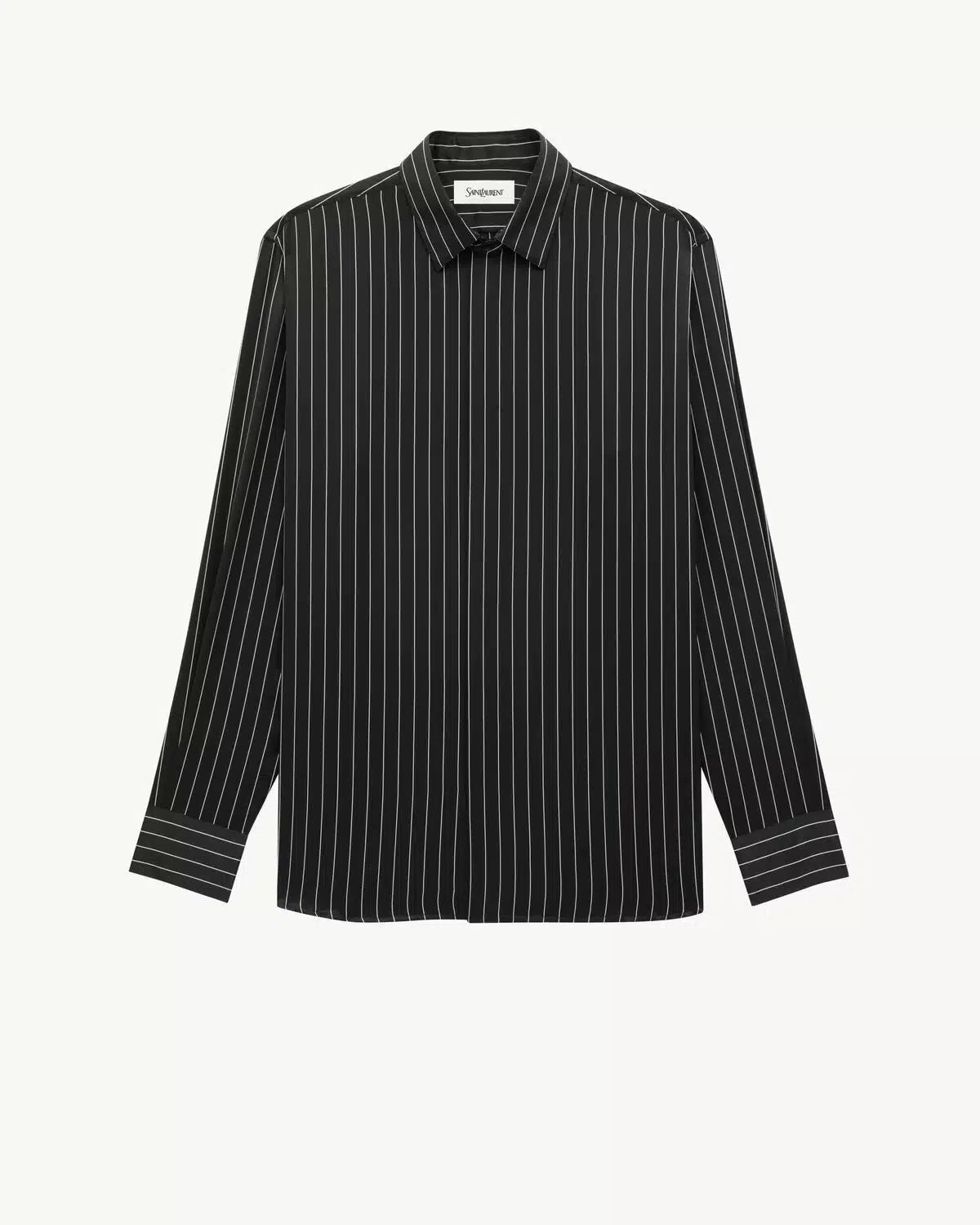 SHIRT IN STRIPED SILK SATIN BLACK CRAIE