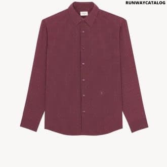 CASSANDRE DOTTED SHIRT IN CREPE DE CHINE BORDEAUX/CRAIE