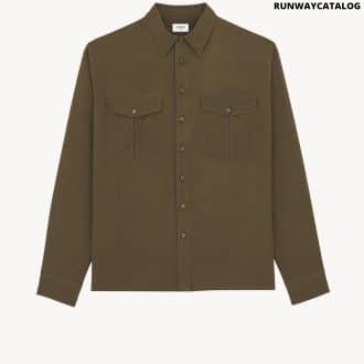 SHIRT IN SILK SATIN-BACK CREPE KAKI