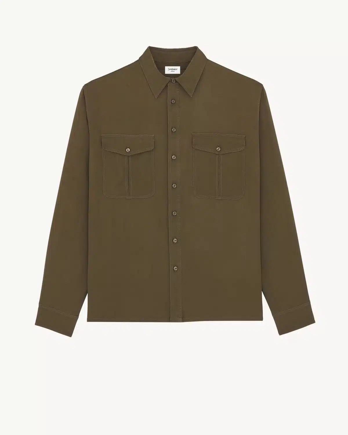 SHIRT IN SILK SATIN-BACK CREPE KAKI