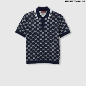 GG cotton knit jacquard polo shirt