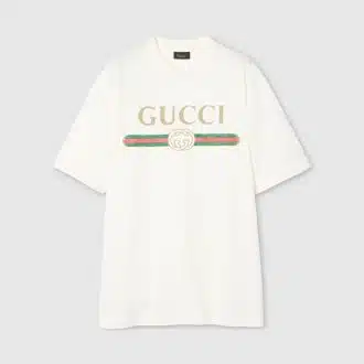 Cotton jersey and silk T-shirt with print