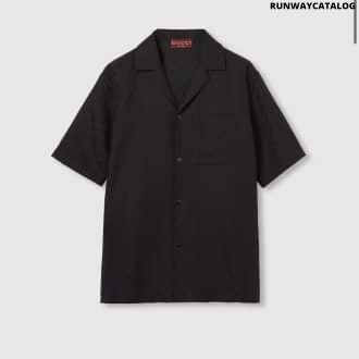 GG canvas linen blend bowling shirt