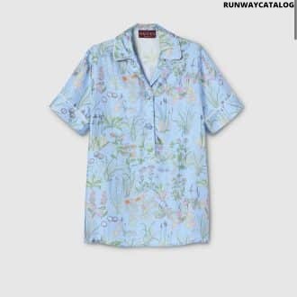 Printed silk twill shirt