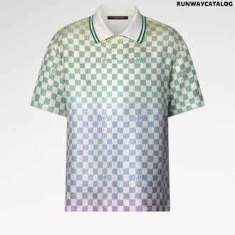 Damier Gradient Printed Silk Polo Shirt