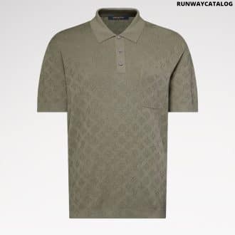 Monogram Pointelle Short-Sleeved Polo Shirt