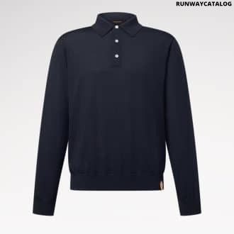 Wool-Silk Blend Long-Sleeved Polo Shirt