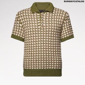 Short-Sleeved Wool-Knit Polo Shirt