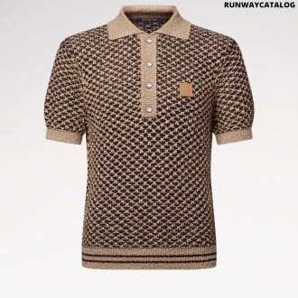 Short-Sleeved Knitted Mesh Polo