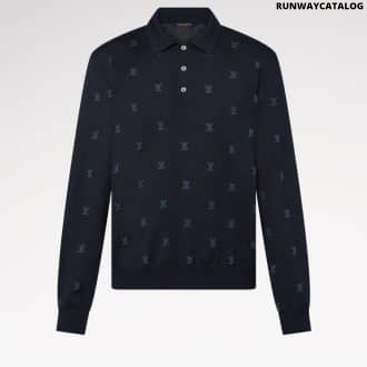 Wool, Silk And Cashmere-Blend Long Sleeve LV Blason Polo