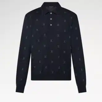 Wool, Silk And Cashmere-Blend Long Sleeve LV Blason Polo