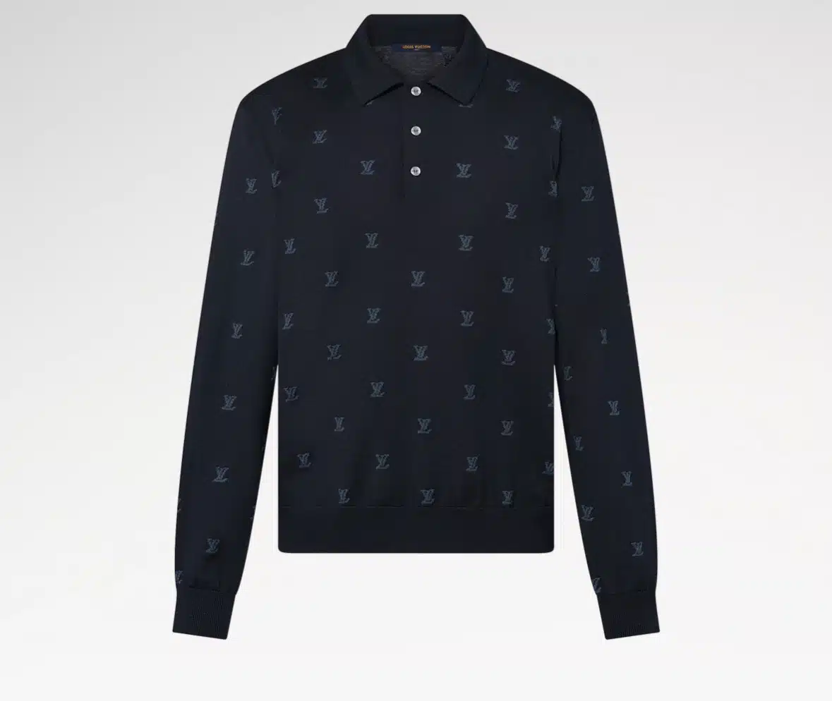 Wool, Silk And Cashmere-Blend Long Sleeve LV Blason Polo