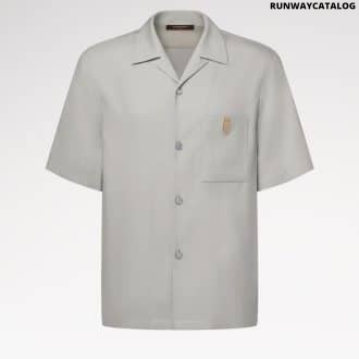 Short-Sleeved Silk, Cotton And Cashmere-Blend Open Collar Shirt