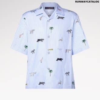 LV x The Darjeeling Limited Embroidered Striped Short-Sleeved Shirt