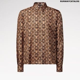 Monogram Printed Long-Sleeved Silk Shirt