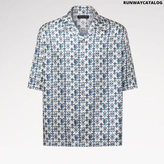 Monogram Printed Silk Short-Sleeved Shirt