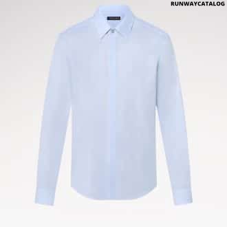 LV Blason Printed Cotton Long-Sleeved Oxford Shirt