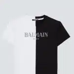 Two-tone T-shirt with vintage Balmain print