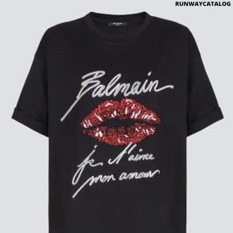 Short-sleeved T-shirt with Kiss embroidery