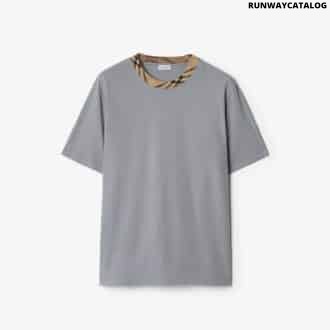 Check Trim Cotton T-shirt
