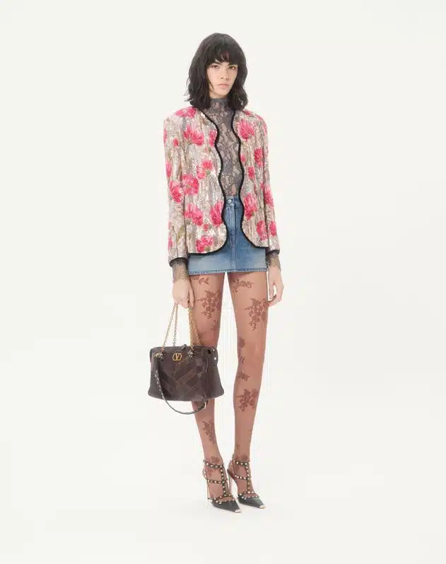 Valentino Garavani Panthea Medium Shoulder Bag In Suede And Nappa With Chevron Motif - Image 4