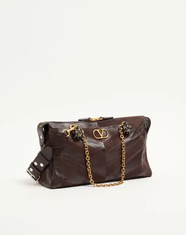 Valentino Garavani Panthea Medium Shoulder Bag In Suede And Nappa With Chevron Motif - Image 3