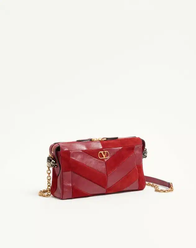 Valentino Garavani Panthea Small Shoulder Bag In Suede And Nappa With Chevron Pattern - Image 3