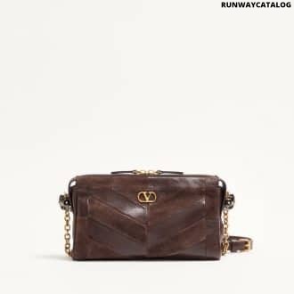 Valentino Garavani Panthea Small Shoulder Bag In Suede And Nappa With Chevron Pattern