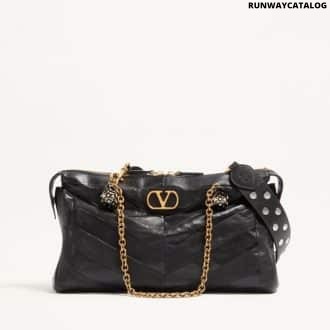 Valentino Garavani Panthea Shoulder Bag In Nappa Leather With Chevron Pattern