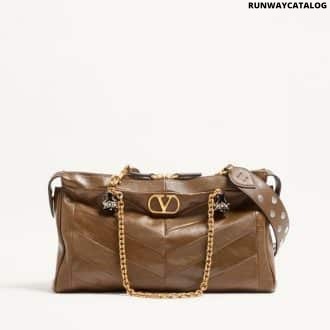Valentino Garavani Panthea Shoulder Bag In Nappa Leather With Chevron Pattern