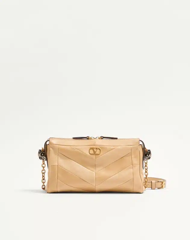 Valentino Garavani Panthea Small Shoulder Bag In Nappa Leather With A Chevron Pattern