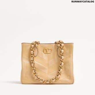 Valentino Garavani Laseine Small Shopping Bag In Chevron-Patterned Nappa Leather