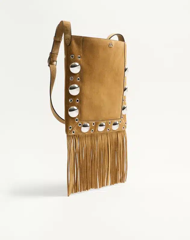 Valentino Garavani Nellcôte Suede Shoulder Bag With Fringes - Image 3