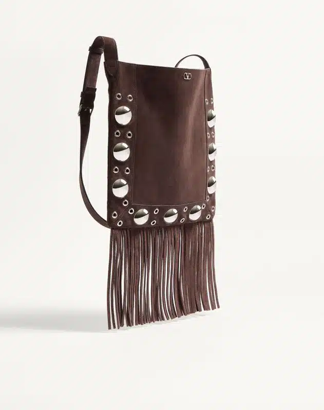 Valentino Garavani Nellcôte Suede Shoulder Bag With Fringes - Image 2