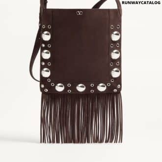 Valentino Garavani Nellcôte Suede Shoulder Bag With Fringes