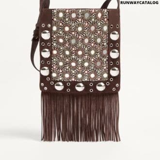 Valentino Garavani Nellcôte Embroidered Shoulder Bag With Fringes