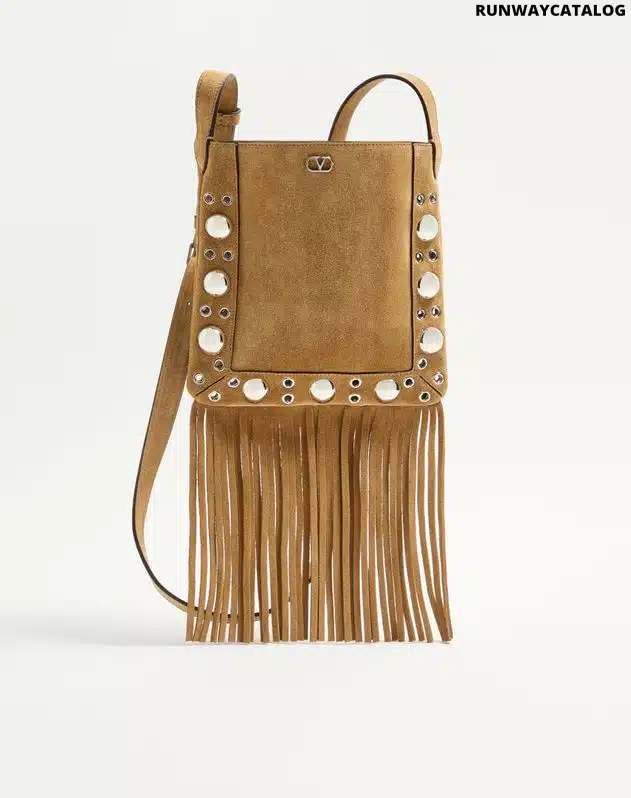 Valentino Garavani Nellcôte Small Shoulder Bag In Suede With Fringes - Image 3