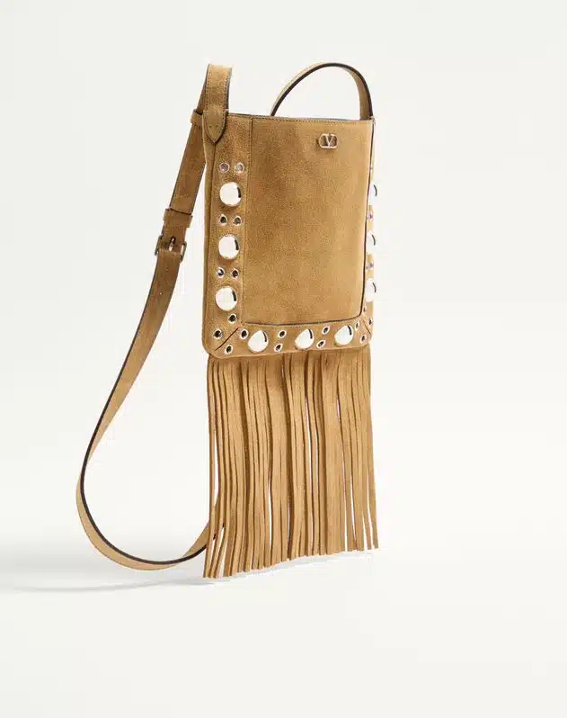 Valentino Garavani Nellcôte Small Shoulder Bag In Suede With Fringes - Image 2